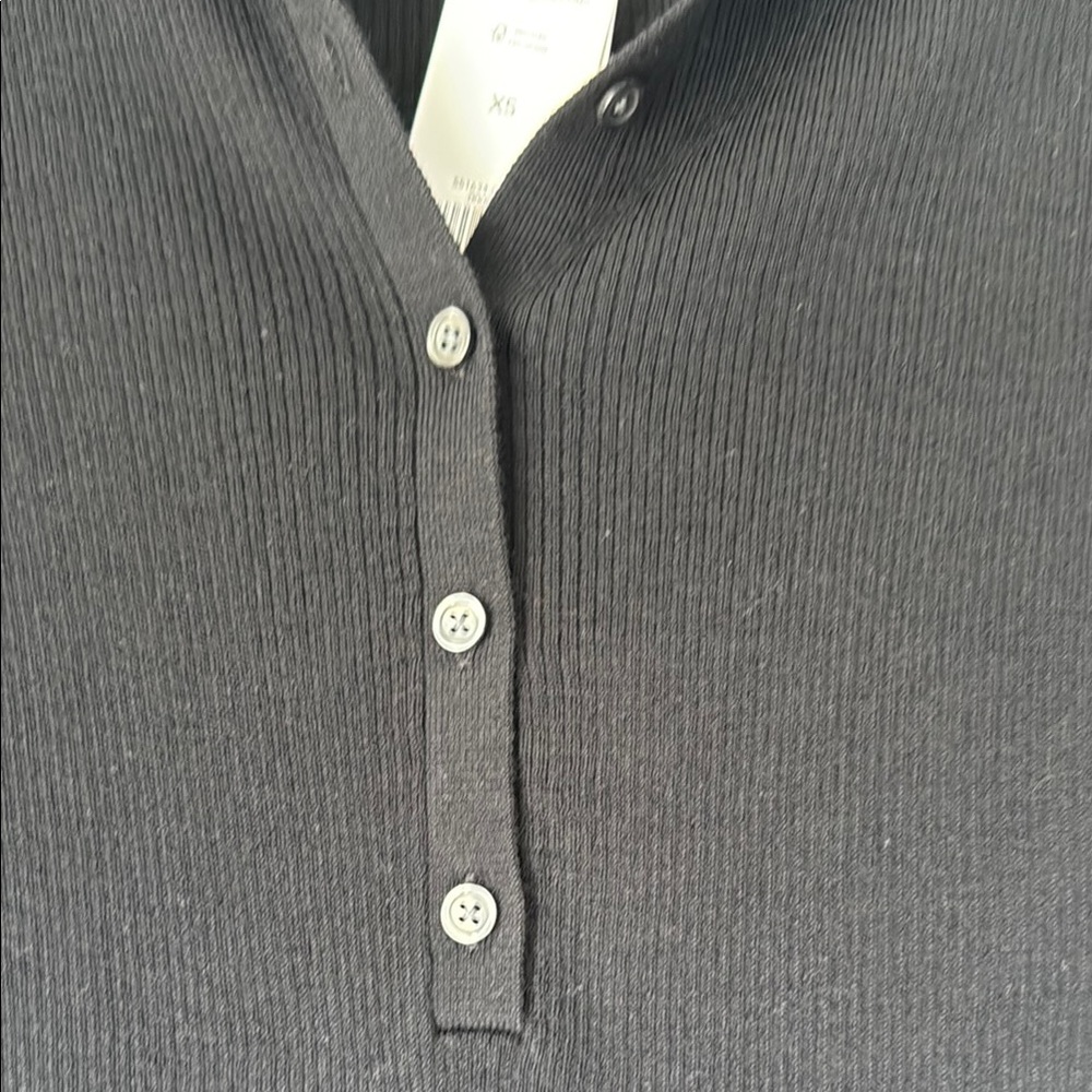 Banana republic Classic Black collar rib long sleeve Women's Top - Picture 3 of 11